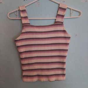 Multicolored striped tank top crop top